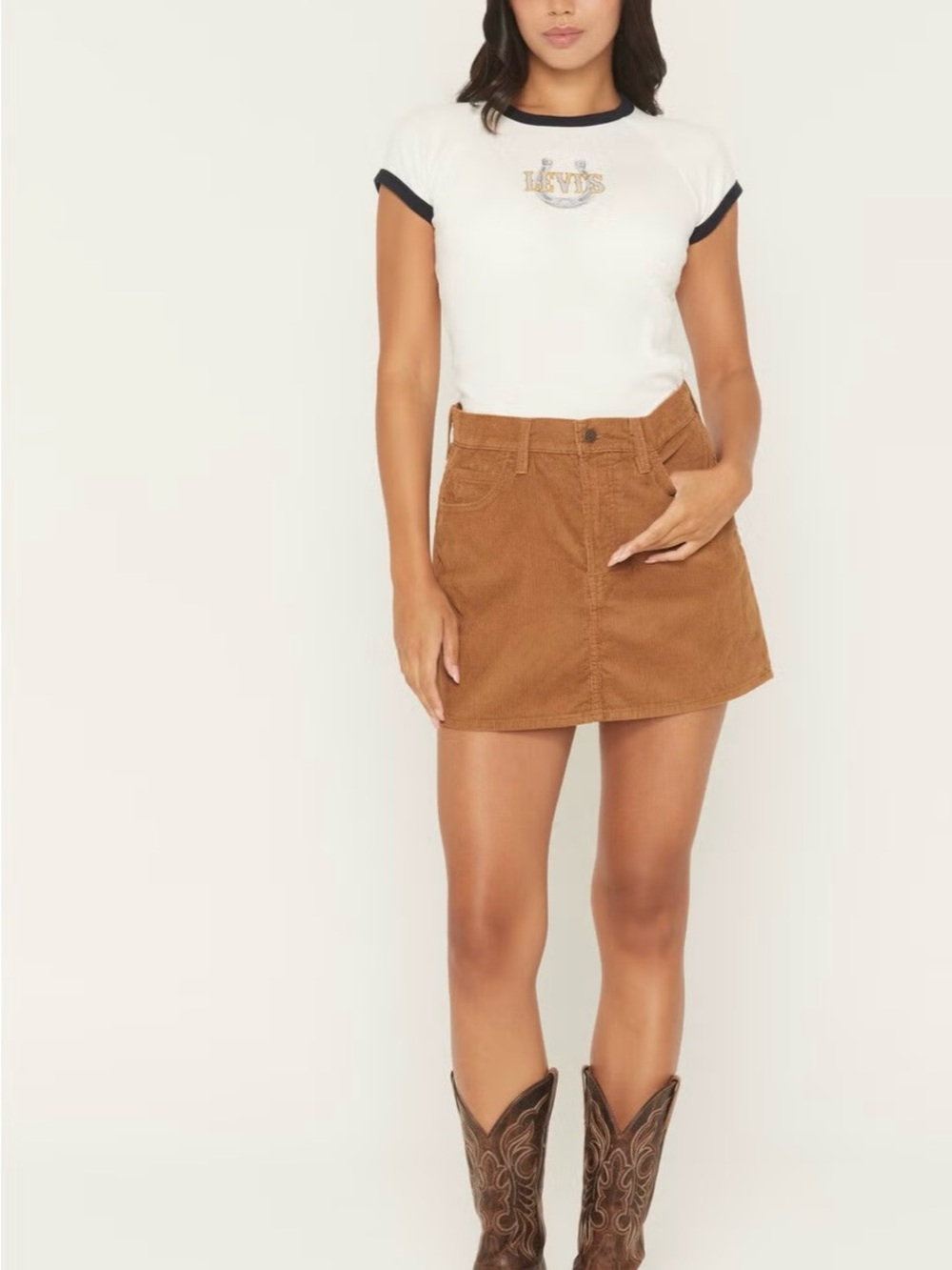 NWT Levi's Brown Corduroy Mini Skirt Size 26 Y2K 90s Fall Preppy